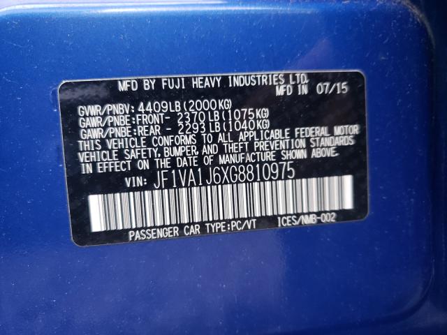 2016 SUBARU WRX LIMITE JF1VA1J6XG8810975