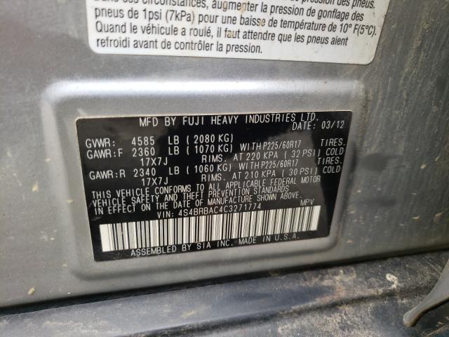 2012 SUBARU OUTBACK 4S4BRBAC4C3271774