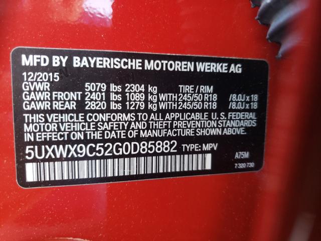 2016 BMW X3 5UXWX9C52G0D85882
