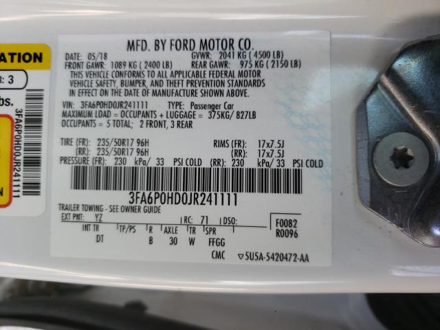 2018 FORD FUSION SE 3FA6P0HD0JR241111