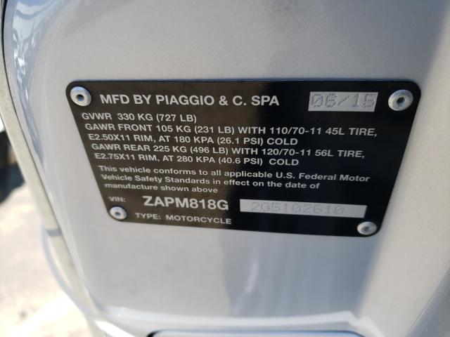 2016 VESPA SPRINT 150 ZAPM818G2G5102610