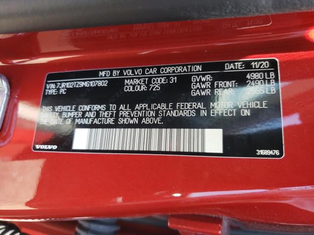 2021 VOLVO S60 T5 R-D 7JR102TZ9MG107802