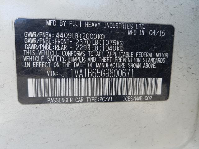 2016 SUBARU WRX JF1VA1B65G9800671