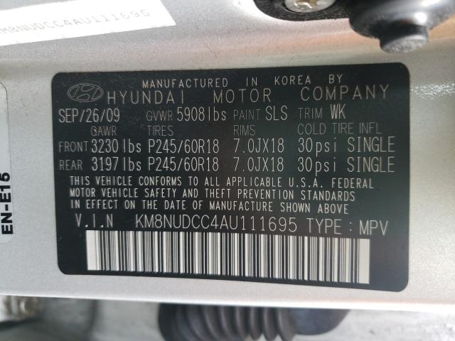 2010 HYUNDAI VERACRUZ KM8NUDCC4AU111695