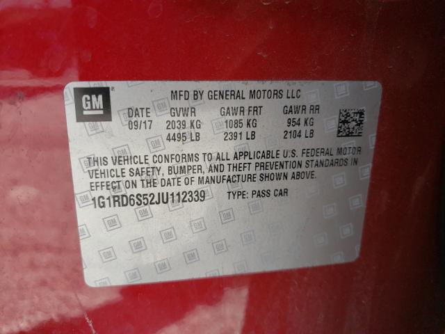 VIN 1G1RD6S52JU112339 2018 Chevrolet Volt, Premier no.10