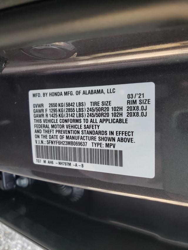 2021 HONDA PILOT SE 5FNYF6H23MB069637