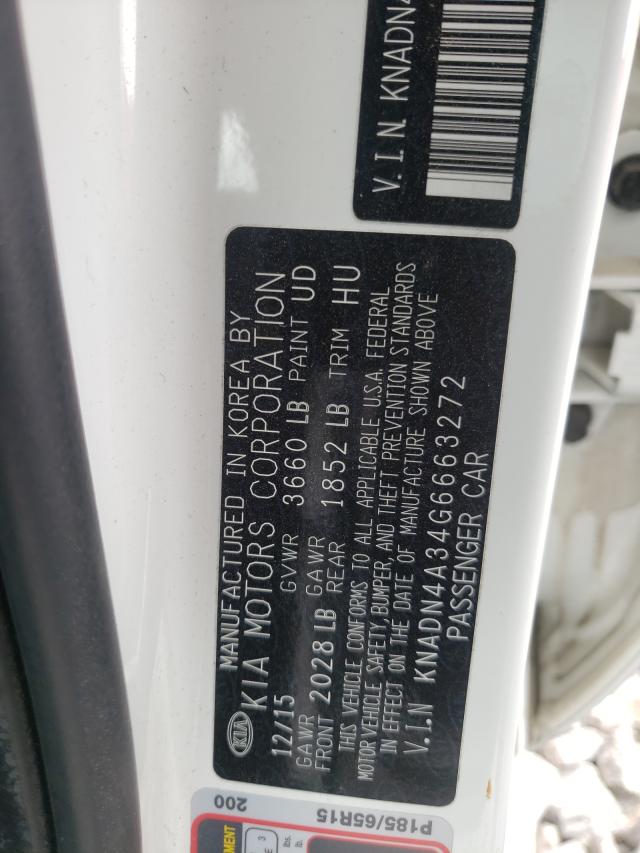 2016 KIA RIO EX KNADN4A34G6663272