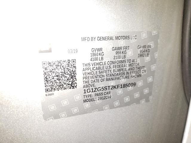 2019 CHEVROLET MALIBU RS 1G1ZG5ST2KF185099