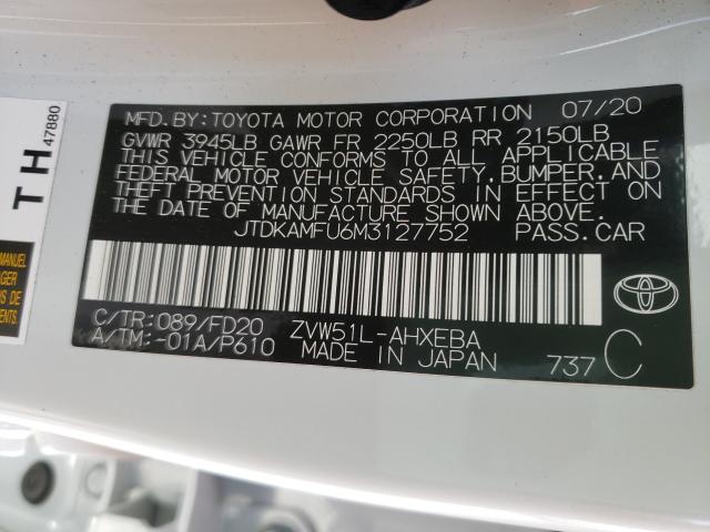 2021 TOYOTA PRIUS SPEC JTDKAMFU6M3127752