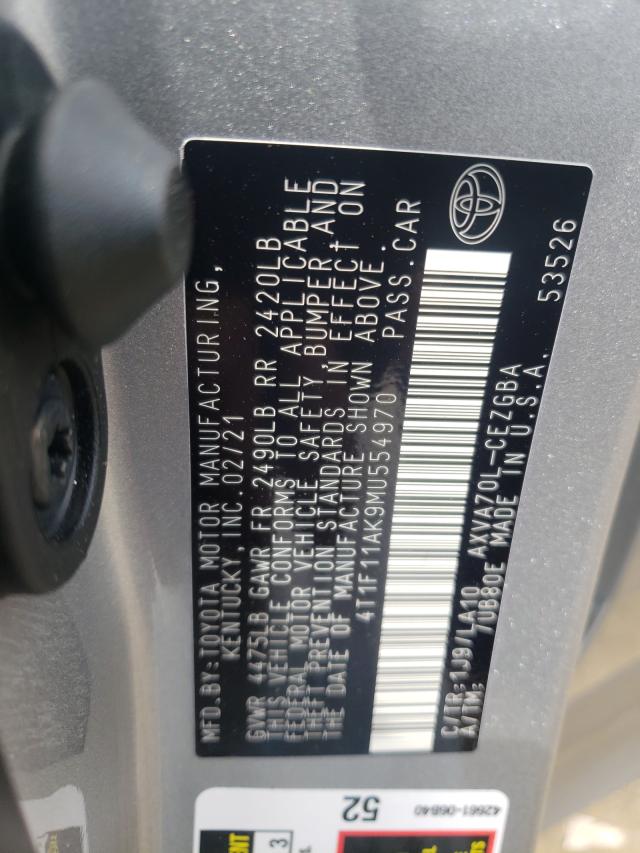 2021 TOYOTA CAMRY XLE 4T1F11AK9MU554970