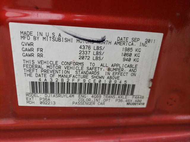 2012 MITSUBISHI GALANT FE 4A32B2FF9CE010945