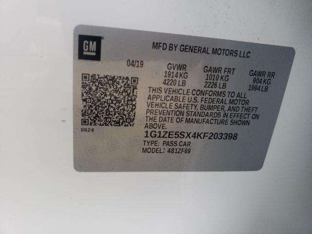 2019 CHEVROLET MALIBU PRE 1G1ZE5SX4KF203398