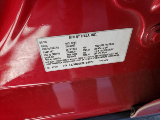 2020 TESLA MODEL Y 5YJYGDEE8LF058261