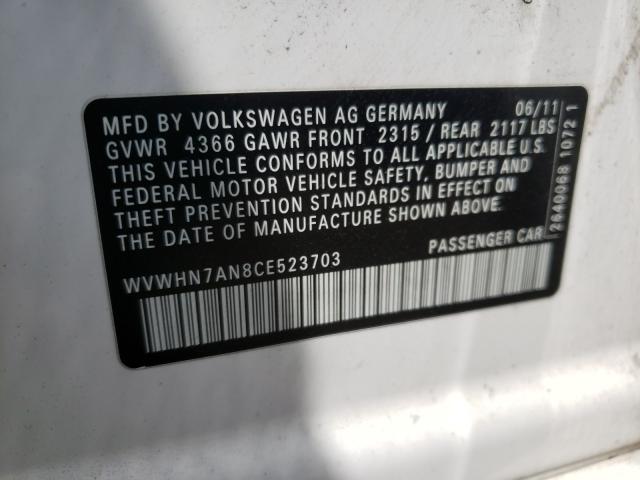 2012 VOLKSWAGEN CC LUXURY WVWHN7AN8CE523703