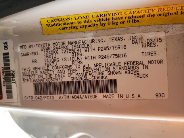 2015 TOYOTA TACOMA PRE 5TFTU4GN4FX080977