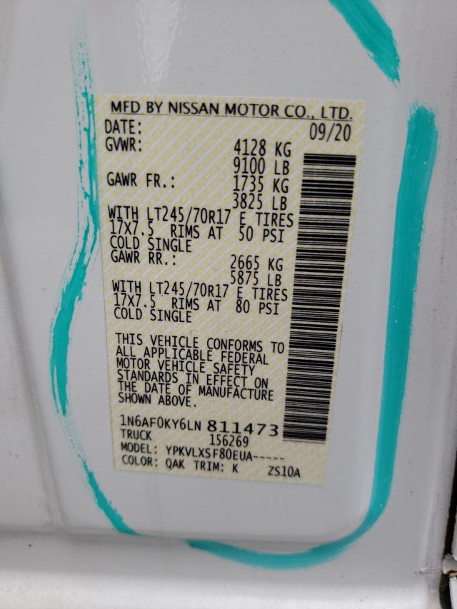 2020 NISSAN NV 2500 SV 1N6AF0KY6LN811473