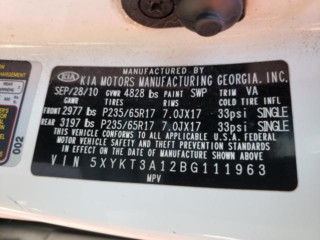 2011 KIA SORENTO BA 5XYKT3A12BG111963