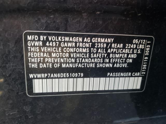 2013 VOLKSWAGEN CC LUXURY WVWRP7AN6DE510979