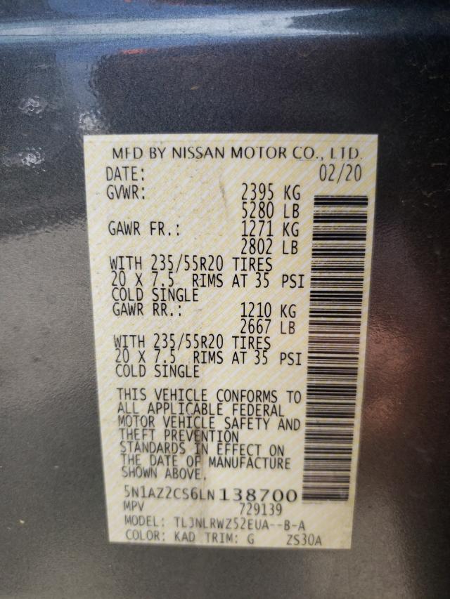 2020 NISSAN MURANO SL 5N1AZ2CS6LN138700
