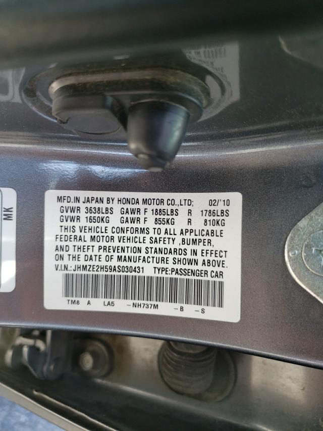 2010 HONDA INSIGHT LX JHMZE2H59AS030431