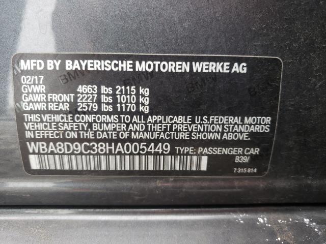 2017 BMW 330 XI WBA8D9C38HA005449