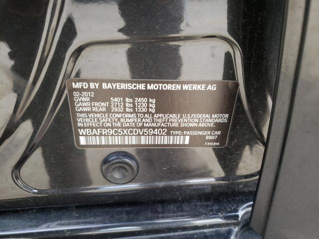 2012 BMW 550 I WBAFR9C5XCDV59402