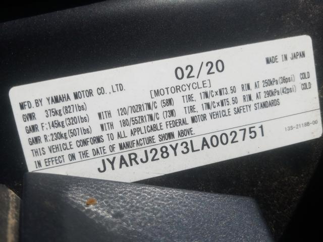 2020 YAMAHA YZFR6 C JYARJ28Y3LA002751