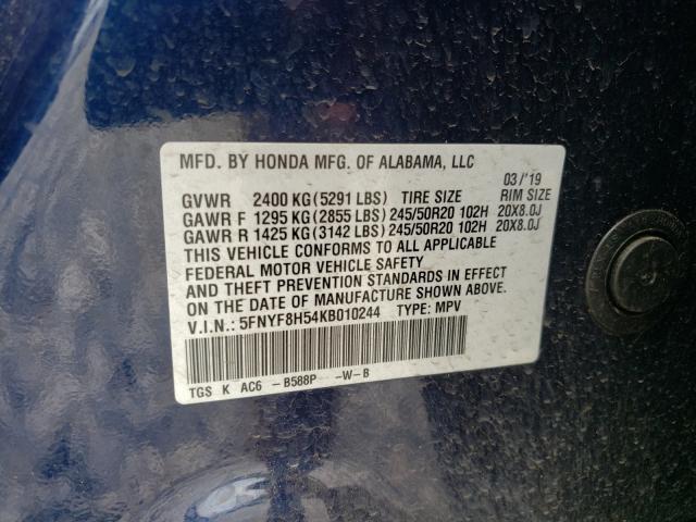 2019 HONDA PASSPORT E 5FNYF8H54KB010244