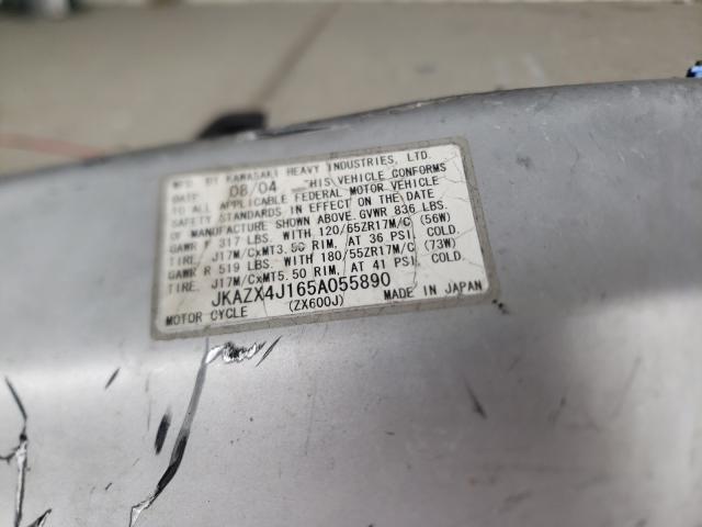 2005 KAWASAKI ZX600 JKAZX4J165A055890