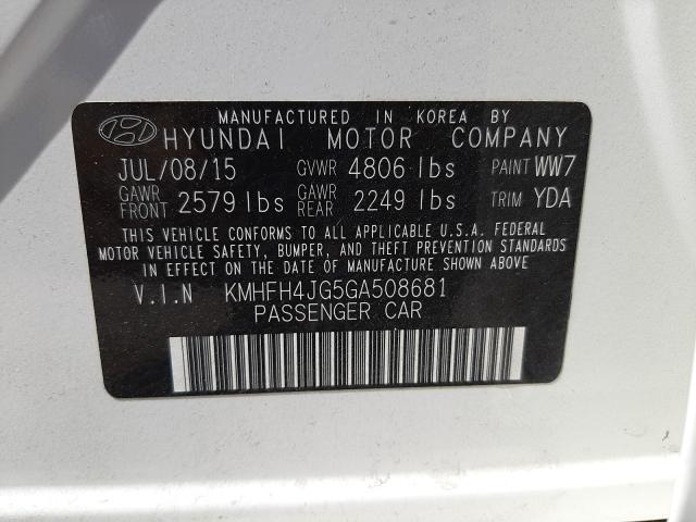 2016 HYUNDAI AZERA LIMI KMHFH4JG5GA508681