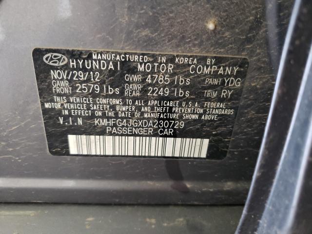 2013 HYUNDAI AZERA KMHFG4JGXDA230729