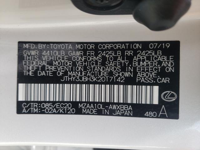 2019 LEXUS UX 200 JTHY3JBH3K2017142