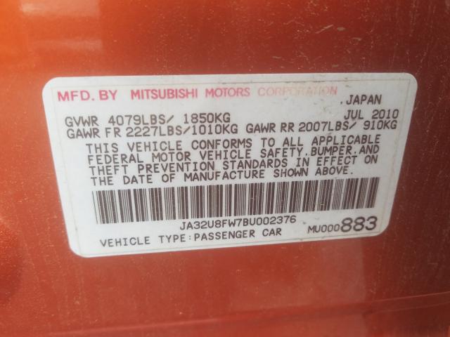 2011 MITSUBISHI LANCER GTS JA32U8FW7BU002376