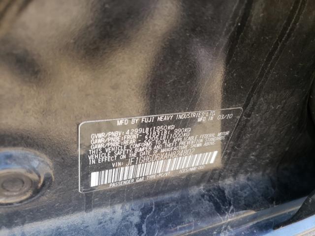 2010 SUBARU IMPREZA OU JF1GH6D6XAH824802