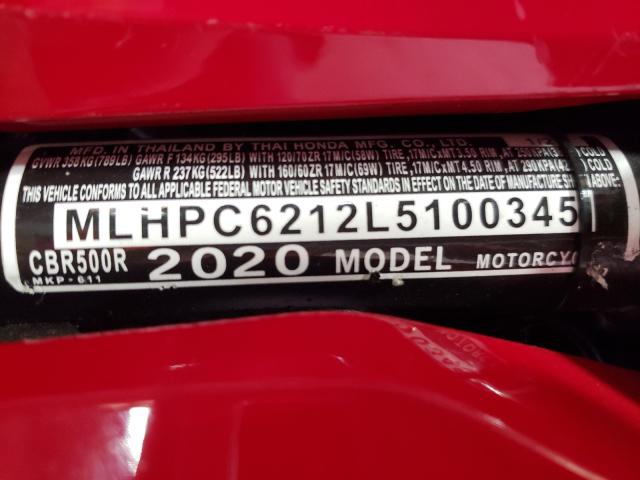 2020 HONDA CBR500 R MLHPC6212L5100345