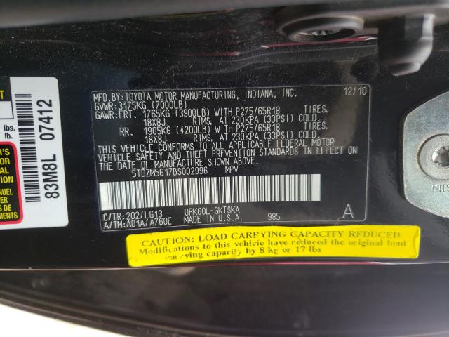 2011 TOYOTA SEQUOIA SR 5TDZM5G17BS002996