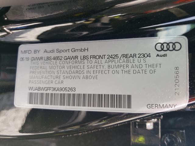 2019 AUDI RS3 WUABWGFF3KA905263