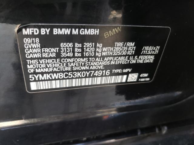 2019 BMW X6 M 5YMKW8C53K0Y74916