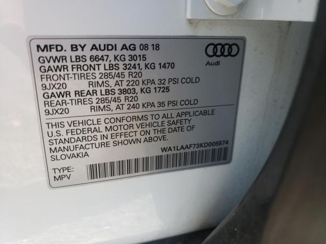 VIN WA1LAAF73KD005574 2019 Audi Q7, Premium Plus no.10