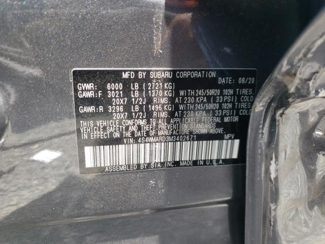 2021 SUBARU ASCENT TOU 4S4WMARD3M3402671
