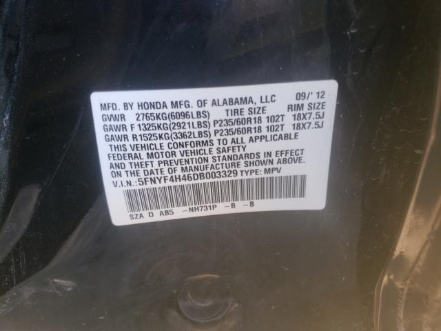 2013 HONDA PILOT EX 5FNYF4H46DB003329