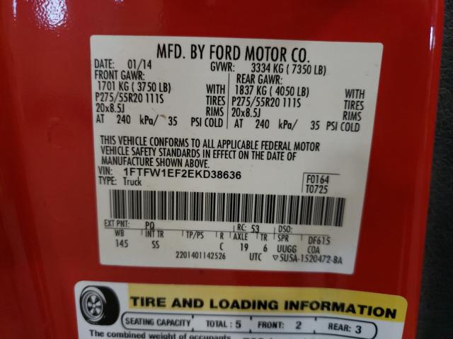 2014 FORD F150 ST4X4 1FTFW1EF2EKD38636