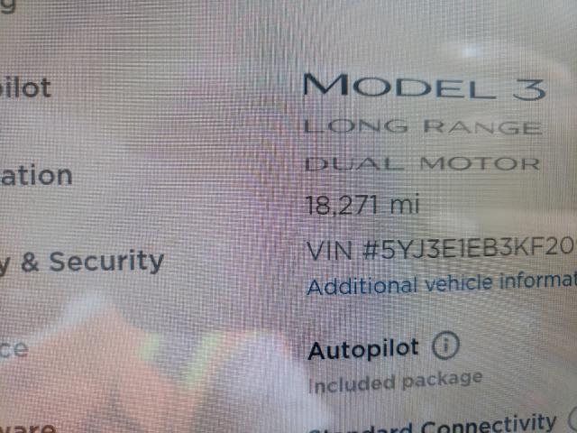 2019 TESLA MODEL 3 5YJ3E1EB3KF209168