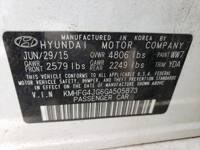 2016 HYUNDAI AZERA KMHFG4JG6GA505873