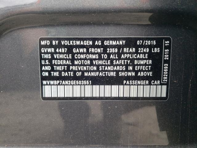 2016 VOLKSWAGEN CC BASE WVWBP7AN2GE503551