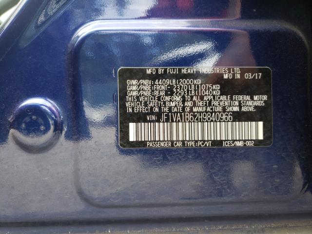 2017 SUBARU WRX JF1VA1B62H9840966