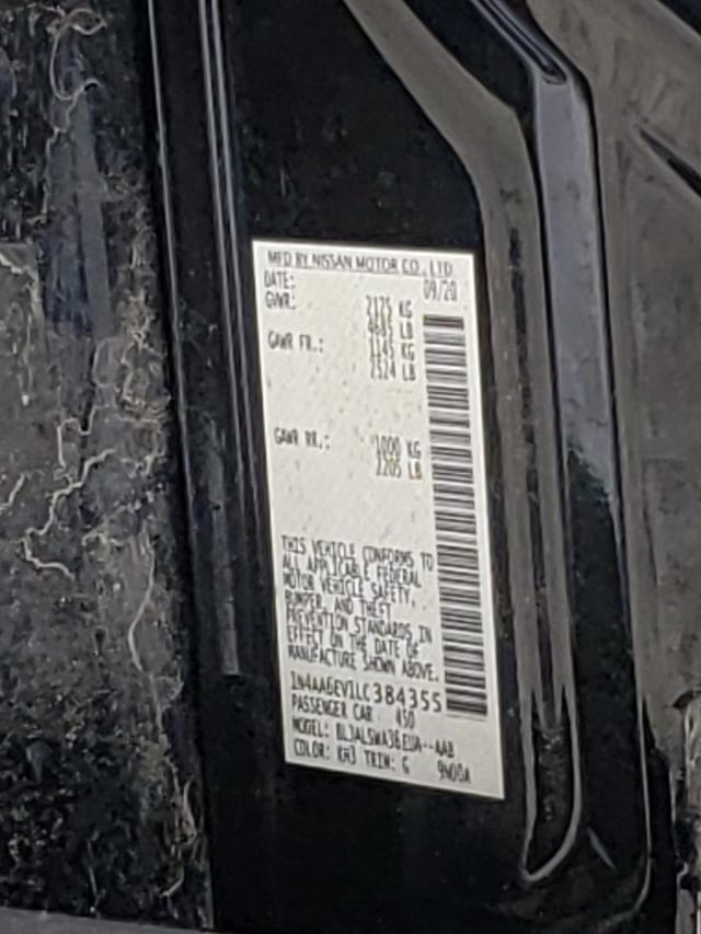 2020 NISSAN MAXIMA SR 1N4AA6EV1LC384355