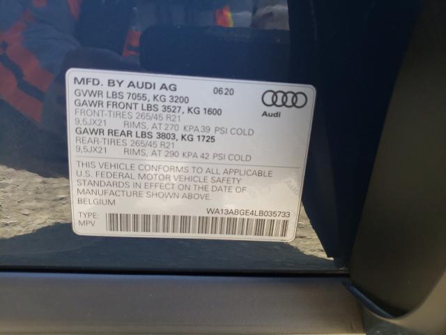 2020 AUDI A3 E-TRON WA13ABGE4LB035733