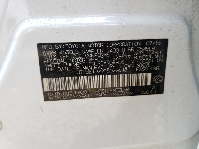 2015 LEXUS IS 350 JTHBE1D29F5022648