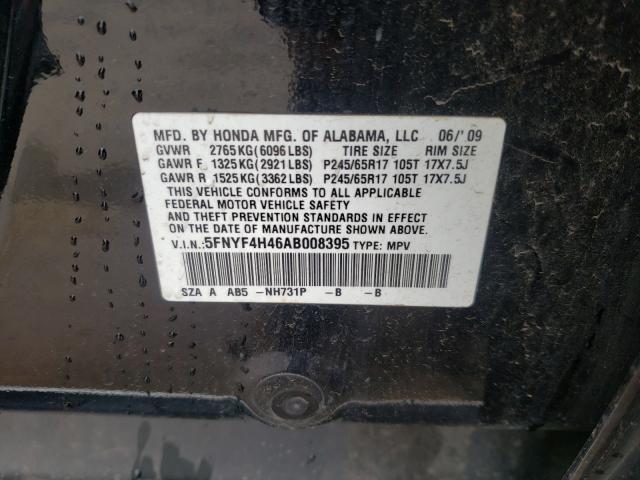 2010 HONDA PILOT EX 5FNYF4H46AB008395